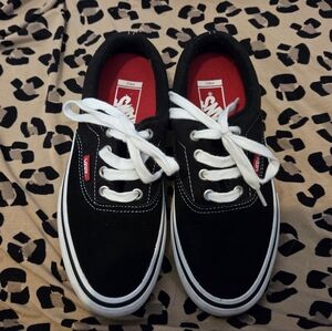Vans Black Canvas Sneakers with White Accents